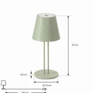 Lindby lampe de table LED rechargeable Janea TWIN, vert, métal^ Lampes Décoratives