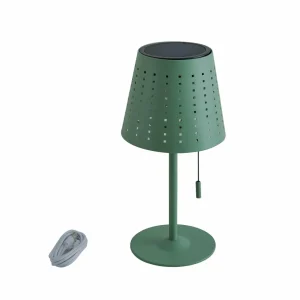 Lindby lampe de table LED solaire Hilario, vert, fer, batterie rechargeable^ Lampes Décoratives