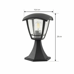 Lindby lampe pour socle Isidoro, noir, hauteur 28 cm, plastique^ Potelets Extérieurs