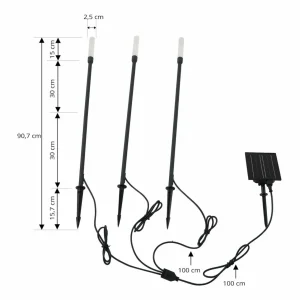 Lindby lampe solaire LED Balian, set de 3, noir, aluminium, 3000K^ Lampes Décoratives