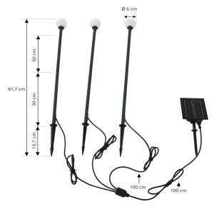 Lindby lampe solaire LED Freydis, set de 3, noir, 2.000 K^ Lampes Décoratives