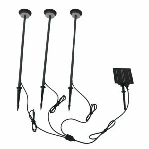 Lindby lampe solaire LED Lyris, set de 3, noir, aluminium, 3.000K^ Lampes Décoratives