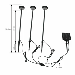 Lindby lampe solaire LED Lyris, set de 3, noir, aluminium, 3.000K^ Lampes Décoratives