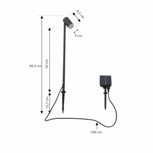 Lindby lampe solaire LED Myric, noir, aluminium, 3.000 K^ Lampes Décoratives