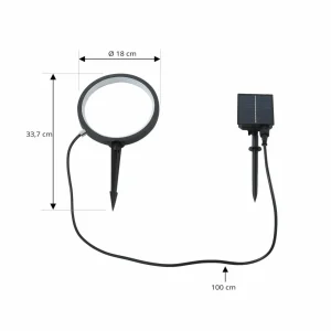 Lindby lampe sur piquet LED solaire Syrene, 18 cm, noir, alu^ Lampes Décoratives