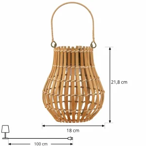 Lindby luminaire de terrasse LED solaire Amaria, bambou, Ø 18 cm^ Lampes Décoratives
