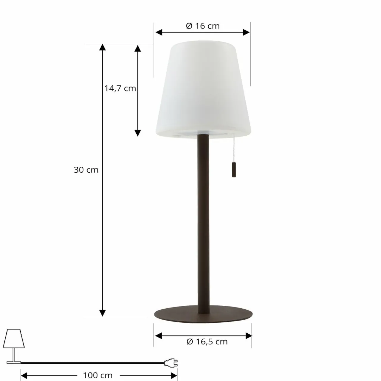 Lindby luminaire LED rechargeable Azalea marron Alu CCT réglable en hauteur^ Lampes Décoratives