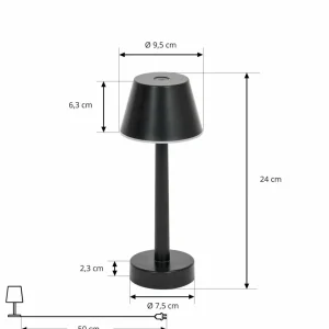 Lindby luminaire LED rechargeable Gaja, noir, USB, IP44, RGBW, à intensité^ Lampes Décoratives