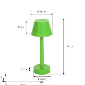Lindby luminaire LED rechargeable Gaja, vert, USB, IP44, RGBW, intensité^ Lampes Décoratives