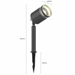 Lindby Margrit spot sur piquet, gris foncé^ Éclairage Jardin