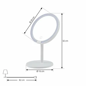 Lindby miroir LED rechargeable Renki, blanc, plastique, intensité variable^ Meubles & Aménagements