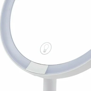 Lindby miroir LED rechargeable Renki, blanc, plastique, intensité variable^ Meubles & Aménagements