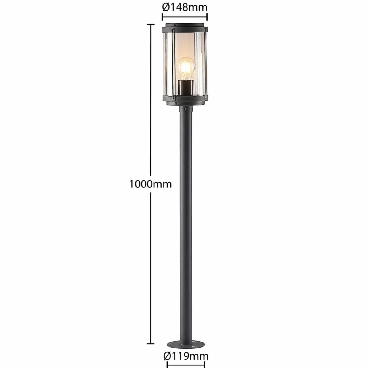 lindby_ojali_borne_lumineuse_ronde_gris_fonc_1.webp Lindby Ojali borne lumineuse, ronde, gris foncé^ Bornes Éclairage Extérieur