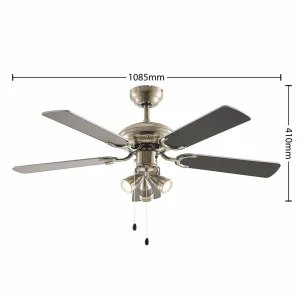 Lindby Ventilateur de plafond avec lumière Anariki, silencieux, argenté^ Ventilateurs
