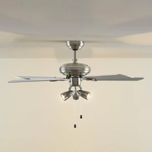 Lindby Ventilateur de plafond avec lumière Anariki, silencieux, argenté^ Ventilateurs