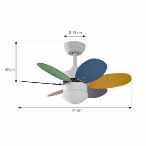 Lindby Ventilateur de plafond avec lumière Litur, silencieux, Ø 77 cm, E27^ Ventilateurs