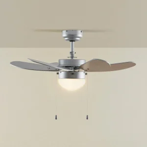 Lindby Ventilateur de plafond avec lumière Minja, argenté, silencieux, 78cm^ Ventilateurs