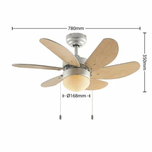 Lindby Ventilateur de plafond avec lumière Minja, argenté, silencieux, 78cm^ Ventilateurs