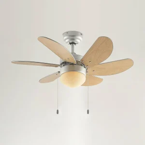 Lindby Ventilateur de plafond avec lumière Minja, argenté, silencieux, 78cm^ Ventilateurs