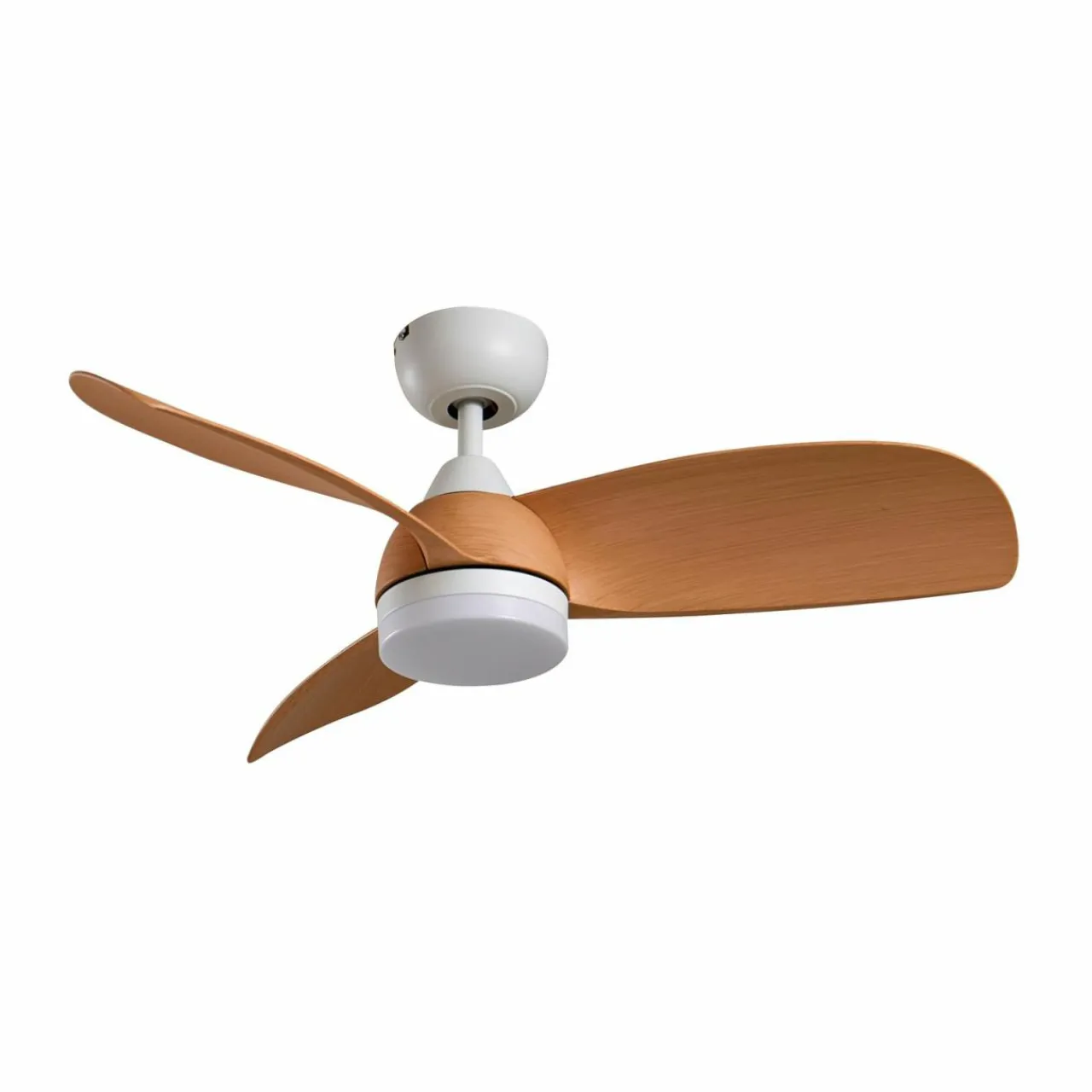Lindby Ventilateur de plafond LED Enon, blanc/couleur bois, DC, silencieux^ Ventilateurs