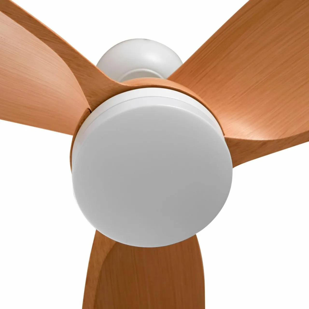 Lindby Ventilateur de plafond LED Enon, blanc/couleur bois, DC, silencieux^ Ventilateurs