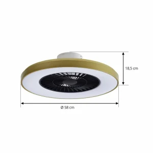 Lindby Ventilateur de plafond LED Teleo, laiton, DC, silencieux, Tuya^ Ventilateurs