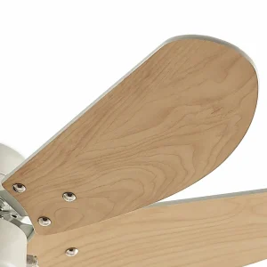 Lindby ventilateur de plafond Minja, blanc, bois^ Ventilateurs