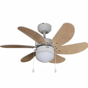 Lindby ventilateur de plafond Minja, blanc, bois^ Ventilateurs