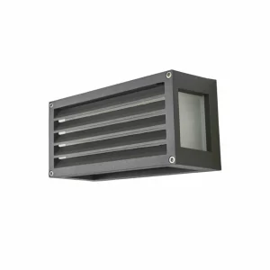 Lucande applique d'extérieur Aurelien, aluminium, hauteur 12,5cm, rayures^ Appliques Murales Extérieures