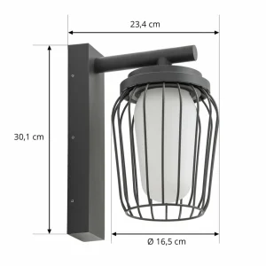 Lucande applique d'extérieur Chandan, 30 cm, anthracite, aluminium^ Appliques Murales Extérieures