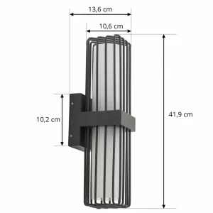 Lucande applique d'extérieur Chandan, 41,9 cm, gris foncé, aluminium^ Appliques Murales Extérieures