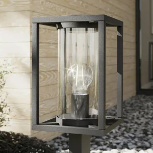 Lucande borne lumineuse Ferda, gris graphite, métal, hauteur 60 cm^ Bornes Éclairage Extérieur