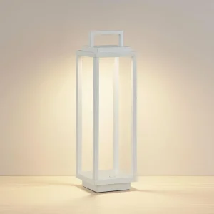Lucande luminaire d'extérieur LED Mirina, blanc, batterie, variateur^ Lampes Décoratives