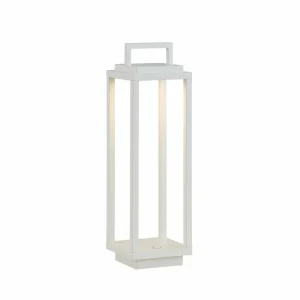Lucande luminaire d'extérieur LED Mirina, blanc, batterie, variateur^ Lampes Décoratives