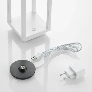 Lucande luminaire d'extérieur LED Mirina, blanc, batterie, variateur^ Lampes Décoratives
