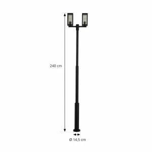 Lucande luminaire d'extérieur Siveta, 240 cm, à 2 lampes, noir, alu^ Lampadaires D'Extérieur