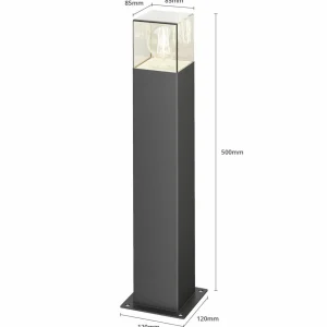 Lucande luminaire pour socle Keke, hauteur 50 cm, anthracite, aluminium^ Potelets Extérieurs