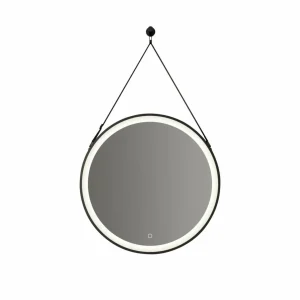 Lucande miroir LED Lelin, Ø 60 cm, noir, aluminium, CCT^ Meubles & Aménagements