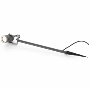 Lucande projecteur d'extérieur Galina, piquet de terre, fiche, gris, 40 cm^ Projecteurs D'Extérieur