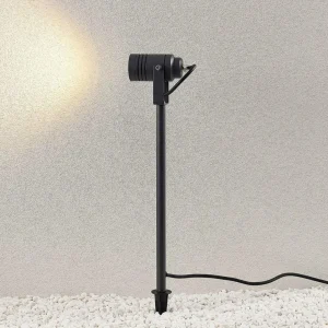 Lucande projecteur d'extérieur Galina, piquet de terre, fiche, gris, 40 cm^ Projecteurs D'Extérieur