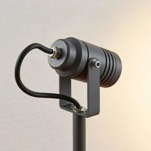 Lucande projecteur d'extérieur Galina, piquet de terre, fiche, gris, 40 cm^ Projecteurs D'Extérieur