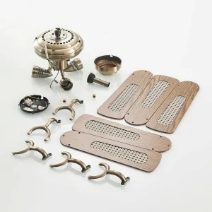 Lucande ventilateur de plafond avec lumière Anariki, silencieux, laiton^ Ventilateurs