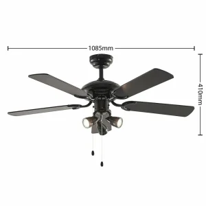 Lucande ventilateur de plafond avec lumière Anariki, silencieux, noir^ Ventilateurs