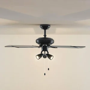 Lucande ventilateur de plafond avec lumière Anariki, silencieux, noir^ Ventilateurs