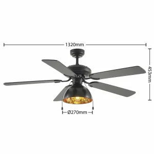 Lucande ventilateur de plafond avec lumière Shamoian, silencieux, Ø 130 cm^ Ventilateurs