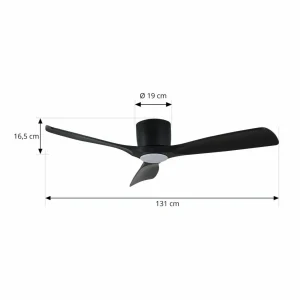 Lucande Ventilateur de plafond LED intelligent Moneno, noir, DC, Tuya^ Ventilateurs