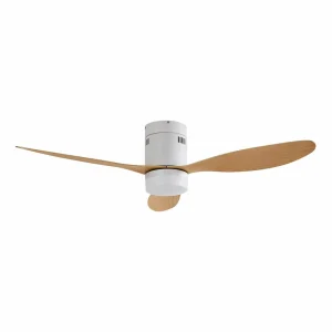 Lucande Ventilateur de plafond LED Kayu, blanc, DC, silencieux, 132 cm^ Ventilateurs