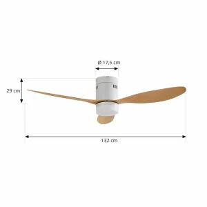 Lucande Ventilateur de plafond LED Kayu, blanc, DC, silencieux, 132 cm^ Ventilateurs