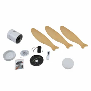 Lucande Ventilateur de plafond LED Kayu, blanc, DC, silencieux, 132 cm^ Ventilateurs