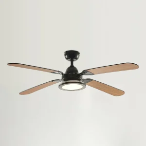 Lucande Ventilateur de plafond LED Tedric, noir, silencieux, 133 cm^ Ventilateurs